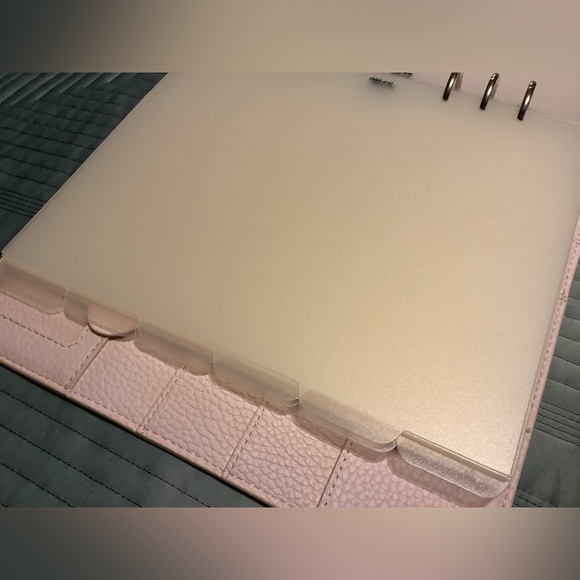Pink Scalloped Leather A6 Rings Planner Aura Estelle New